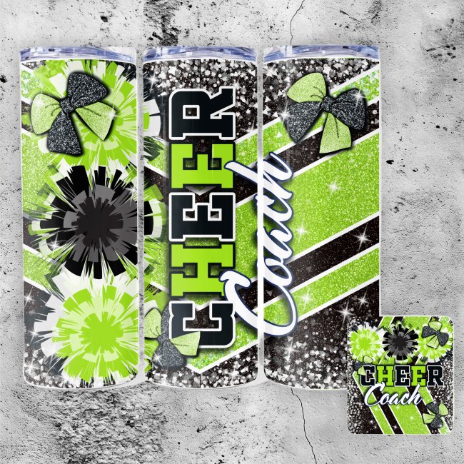 Tumbler Cup 20oz - apfelgrün - "Cheer Coach"
